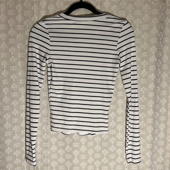 Rebel Sugar Medium White & Black Striped Long Sleeve - Picture 2 of 5